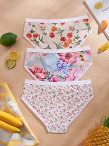 Eraneu Bộ 3 chiếc quần lót nữ in họa tiết thoải mái, bán lẻ từng chiếc. - Nhiều màu - Xem 2