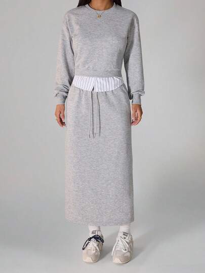 SHEIN PETITE 2 delar dam casual sweatshirt och kjol med slits nederkant Tvådelat casual set för kvinnor Långärmat tvådelat set för kvinnor Grå 2-delad outfit Grå tvådelad set för kvinnor Loungewear-set för kvinnor Business casual för kvinnor Business casual outfits för kvinnor Casual damoutfits Casual set för damer Höstkläder för kvinnor Höstvinterkläder för kvinnor Höstkläder för kvinnor Höstkläder Grå kjol Chic höst Grå topp Grått set Chic damset för fest
