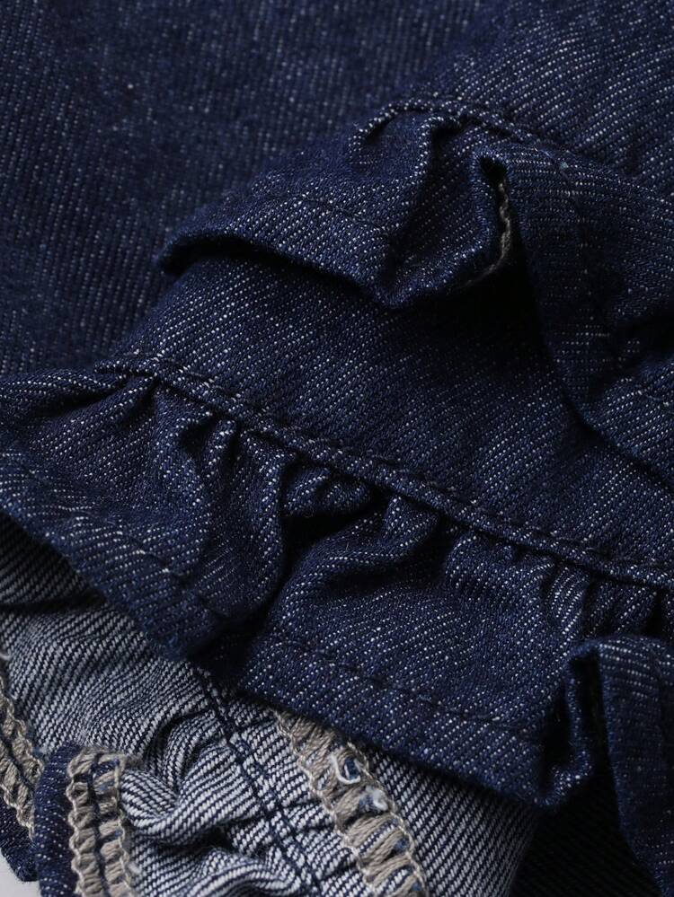 Toddler Girls' Ruffle Hem Loose Casual Straight Leg Washed Denim Jeans