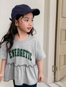 DAZY 女童圆领短袖英文字母印花T恤