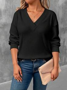 EMERY ROSE 大码女式黑色时尚印花长袖T恤