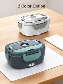 Teckwe Hộp cơm điện kiêm máy hâm nóng thức ăn, 7 trong 1, máy hâm nóng di động bằng thép không gỉ, hộp, nĩa và thìa, màu xanh lá cây, thích hợp cho người lái xe/người đi làm/làm quà tặng - Phích cắm EU - Phích cắm loại C của EU (220-240V) - Xem 8