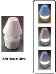 1个无线触摸式LED台灯，现代马卡龙蘑菇造型，可调光三色床头灯，可充电夜灯，适用于卧室、客厅、家居装饰及礼品 - 蘑菇墩墩啞鈴檯燈 - 查看 15