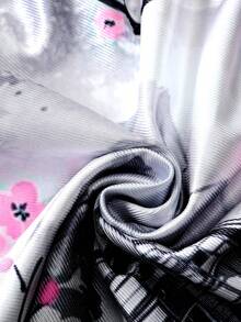 ROMWE MEN Anime Men's Japanese Style Printed Elastic Waist Loose Boxing Shorts - White - View 8