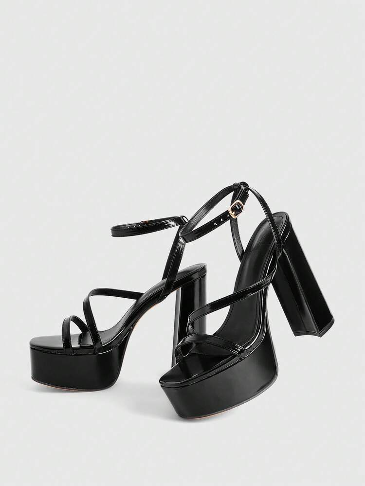 CUCCOO LuxiPop Fashionable And Sexy Women's Thick-Heeled High-Heeled Sandals, Water Table Design, Sexy Cross-Laced Dance Shoes, Nightclub Banquet High Heels Valentine's Day