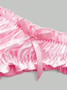 男士纯色蝴蝶结装饰褶皱三角裤，性感内裤