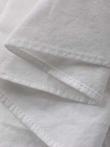 DAZY 女士方领蝴蝶结纯色休闲长袖衬衫 - 白色 - 查看 3