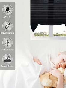 1 tấm rèm vải xếp ly màu trắng, không cần dụng cụ, có thể cắt theo kích thước, lọc ánh sáng, rèm cửa sổ tạm thời, không cần khoan, tự dính, dễ cắt và lắp đặt, có thể tự cắt tỉa tại nhà. - trắng - Xem 4