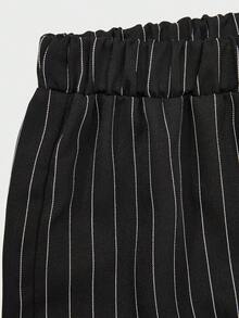 Sparklyn 2件套青少年女孩休闲正装条纹背心和裤子套装 - 黑色 - 查看 8