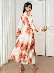 Modelyn 新款腰带褶皱高档印花连衣裙 - 彩色 - 查看 5