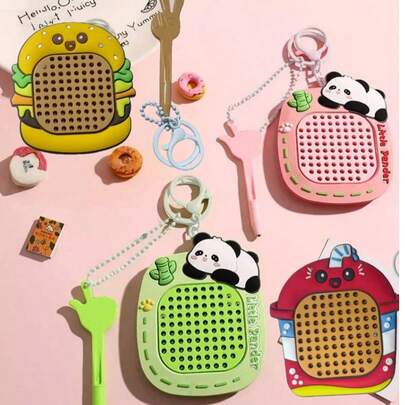 1个迷你磁性减压钢球画板，带钥匙扣，便携式抗焦虑感官玩具，适合成人 - 有趣的办公桌小工具，旅行减压拼图（多动症患者的理想礼物）