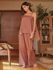 Lullawish 女士波西米亚几何印花吊带宽松不对称舒适睡衣套装 - 彩色 - 查看 5