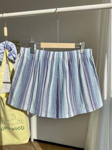 Comfortcana 大码复古棕色格子休闲短裤 - 彩色 - 查看 2