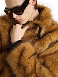 NEON BLANC Chaqueta casual de manga larga con cremallera y pelaje para hombre, para otoño e invierno - Café integral - Ver 8