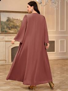 Al Najma Plus Size Women's Turkish Maxi Dress & Arabic Traditional Abaya - Dusty Pink - View 2