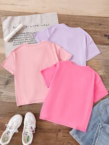 少女休闲蝴蝶结印花T恤套装，夏季 - 彩色 - 查看 2