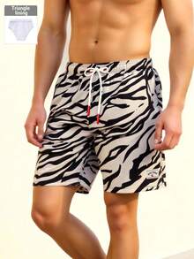 Manfinity VDAYZ Men's Casual Zebra Print Beach Shorts - Black - View 7
