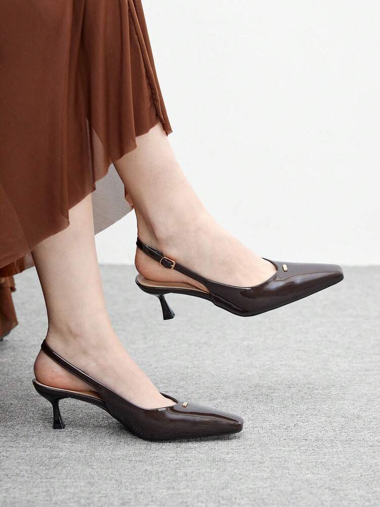 CUCCOO BIZCHIC Women Elegant Closed Toe Slingback Heeled Sandals Valentine's Day