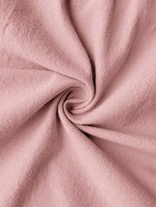 EMERY ROSE 女式纯色V领喇叭袖荷叶边下摆宽松休闲连衣裙 - 粉色 - 查看 6