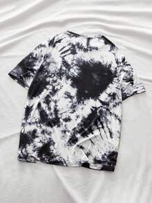 AXEPEAK Áo thun nam tay ngắn in họa tiết tie dye, thời trang, quà tặng bạn trai, đi chơi - màu đen - Xem 2