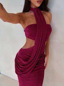 Aloruh Women's Asymmetric Wrap Dress With Flowy Ties, Bodycon Mermaid Hem, Suitable For Spring/Summer Vacation