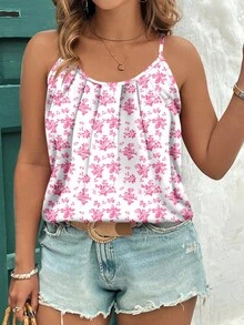 SHEIN Clasi 大码优雅休闲碎花吊带背心，适合夏季 - 彩色 - 查看 4