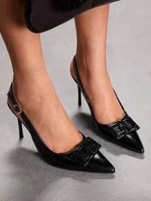 CUCCOO SZL 女士时尚百搭尖头搭扣高跟鞋 - 黑色 - 查看 9