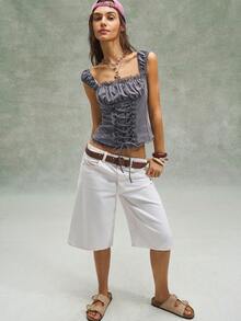 Bohemela 女士休闲纯色针织修身背心 - 灰色 - 查看 8