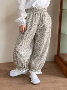 DAZY Young Girls Floral All-Over Print Versatile Korean Style Spring/Summer/Autumn Pants - Apricot - View 1