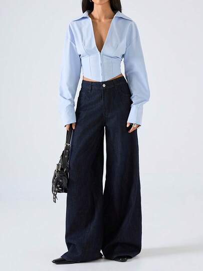 LYSMO 2026 New Arrive Minimalism Spring/Summer Women's Solid Color Minimalist Long Sleeve Shirt, Casual Everyday Wear,Stylish Women's Blouses/Casual Blouses For Women