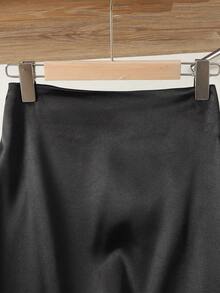 SHEIN Teen Girls BAE High Waist Solid Midi Skirt - Black - View 3