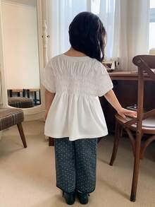 DAZY Young Girl' Round Neck Casual English Print Short Sleeve T-Shirt, Spring/Summer - White - View 2