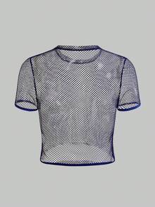 Men's Mesh Round Neck Short Sleeve Base Layer Top