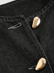 SHEIN MOD Plus Size Solid Color Casual Sleeveless Dress - Black - View 3