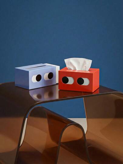 Joivida 可爱大眼睛纸巾盒套 - 创意家居装饰，适用于客厅、书桌、餐桌 | 趣味脸型纸巾收纳盒