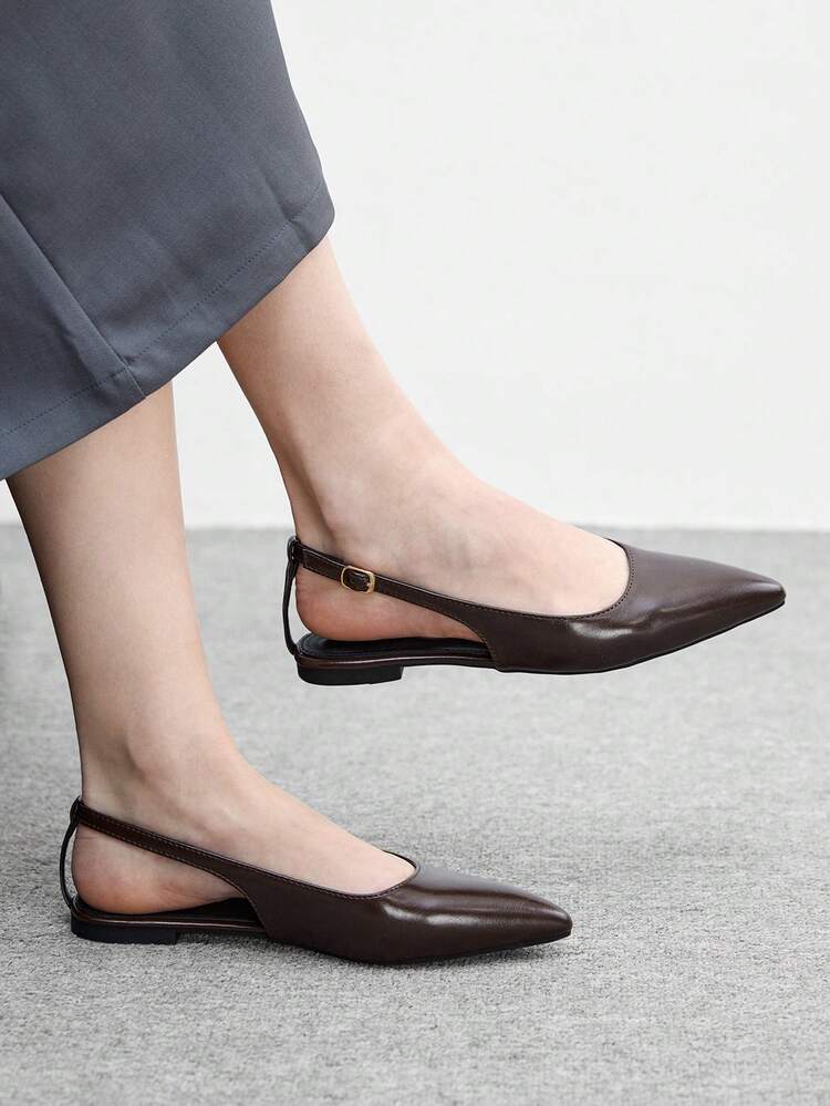 CUCCOO BIZCHIC Women's Pointed Toe Buckle Design Casual Fashionable Flat Shoes Spring Shoes