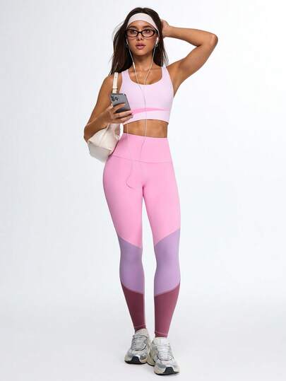 Eassivo Eassivo 女士撞色高腰日常健身紧身裤