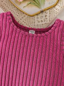 SHEIN Ensemble 2 pièces pour fille : gilet et robe brodés de cœurs rouges, style européen à la mode, printemps/automne - Framboise - Voir 7