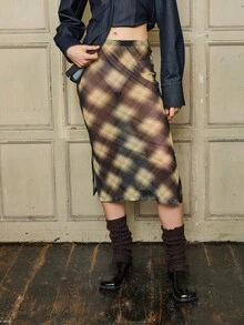 COUREZ Low Rise Midi Skirt In Sheer Mesh Fabric /Y2K Spring For Women Cozy Rave Skirt For Women Going Out Summer Skirt - Yellow - View 6