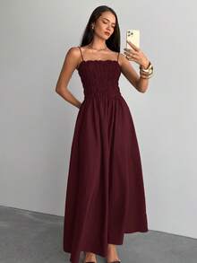 Aloruh Đầm liền quần hai dây màu cà phê dành cho nữ - Màu Tím - Xem 4