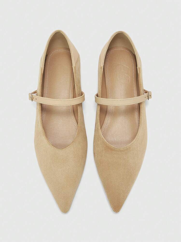 CUCCOO BIZCHIC Femmes Mocassins Plates-Formes Pointues  Abricot Confortables à Semelle Souple avec Boucle, Décontractés et Pratiques pour le Trajet