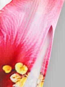 SHEIN 少女春夏新款针织露背交叉无袖修身印花长款休闲度假连衣裙 - 白色 - 查看 3