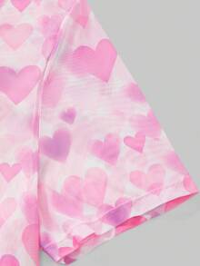 Men's Allover Heart Print Short Sleeve Mesh Undershirt