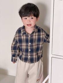 Dazy Kids Toddler Boys' Casual Plaid Collar Long Sleeve Shirt - Khaki - View 2