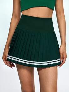 Eassivo Eassivo Randig grön tenniskjol med veckad passform för kvinnor - Grön - Visa 5