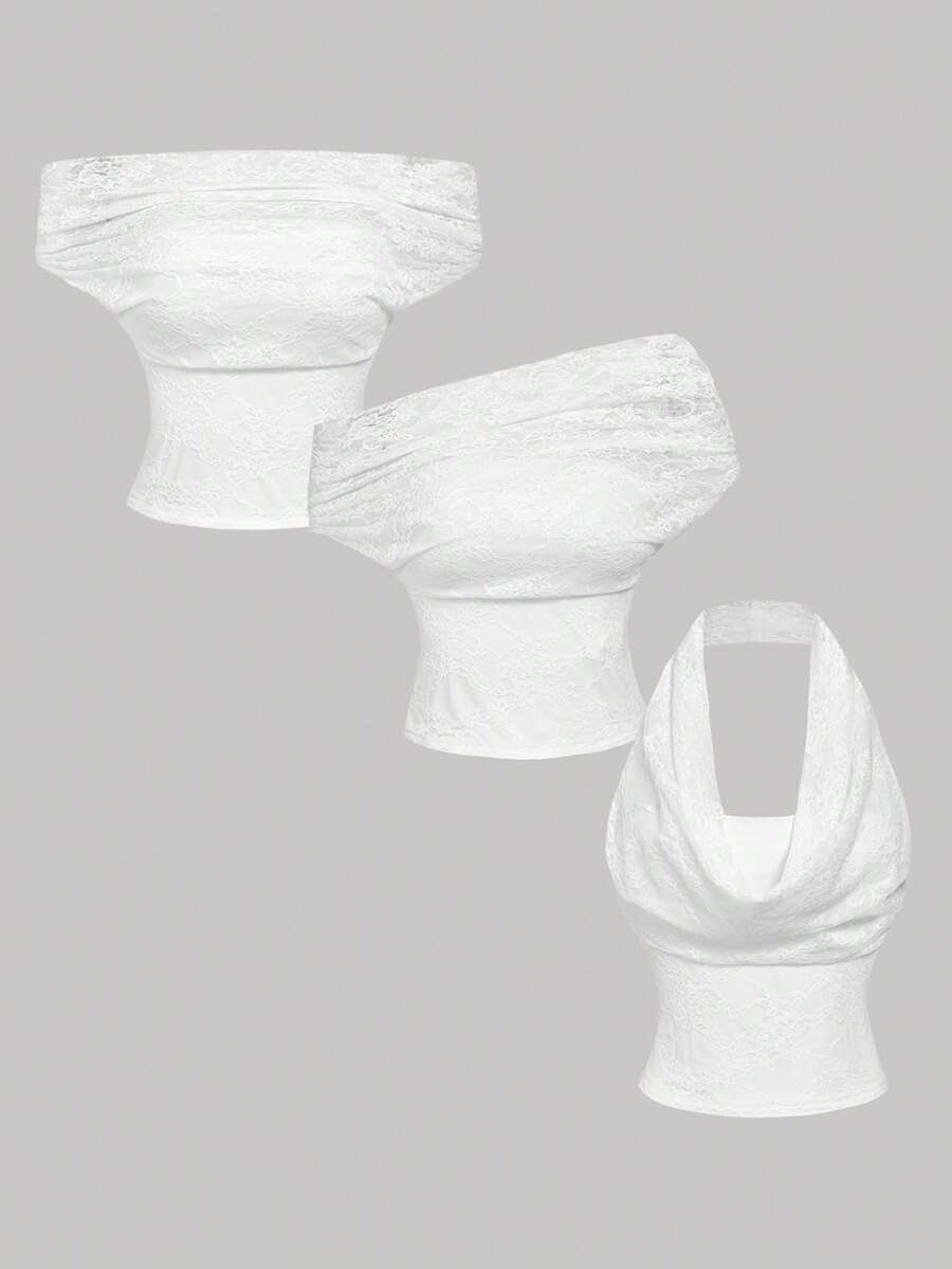 SHEIN MOD 1件女士纯色时尚吊带背心 - 白色 - 查看 1