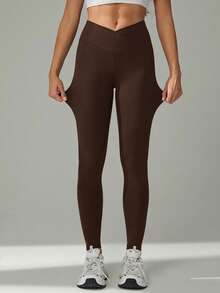 SHEIN Tall 女士纯色休闲舒适透气高腰裤 - 彩色 - 查看 6