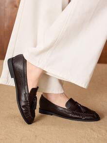 MOTF WOMEN TASSEL PU LEATHER LOAFERS SHOES VALENTINE'S DAY - Coffee Brown - View 7