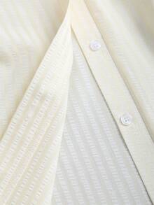 Sweetra Đầm sơ mi tay ngắn màu hồng ngọt ngào và tươi mát, kiểu dáng ôm eo tôn dáng, thích hợp cho mùa hè. - Màu be - Xem 3