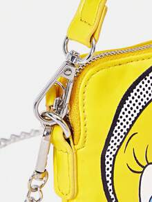 LOONEY TUNES X SHEIN Women's Fashion Personalized Minimalist Cool Streetwear Yellow Print Rivet Handbag, Shoulder Bag, Small Crossbody Bag (3-In-1 Style) - Yellow 1 - View 5